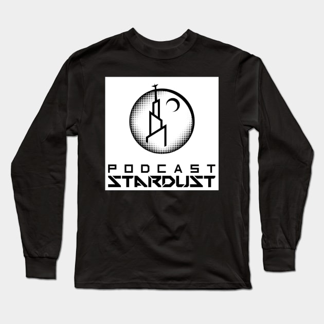 Podcast Stardust Black and White Pixel Logo Long Sleeve T-Shirt by PodcastStardust